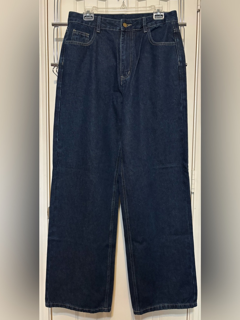 Commense Women's Dark Blue Wide-Leg Jeans